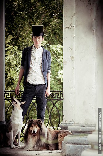 Фотосессия с собаками москва редкая порода колли гладкошерстный, фотограф в Москве Ольга Майорова, постановочная фотосессия в парке Коломенское Нескучный сад olgamayorova фотограф недорого фэшн фотосъемка модель Чингиз Чехов Чика